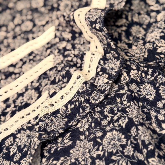 The New Society Floral Navy Smock Dress with Lace Details - Picture 13 of 16